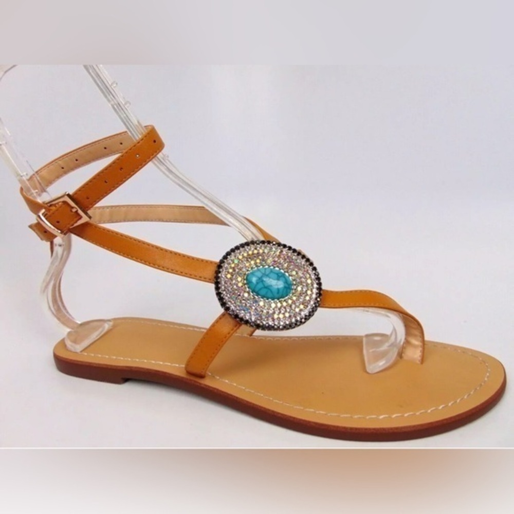 Hinyyrin Gladiator Sandle Topaz Stone Embellishment Size 6.5 NWOT